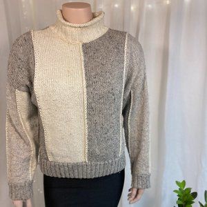 Vintage Color Block Knitted Sweater